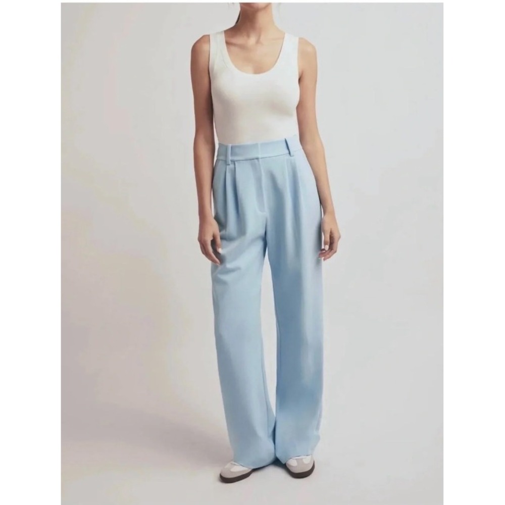 Favorite Daughter Sky Blue Wide Leg Pleated Trousers Size 10 High Rise Pants